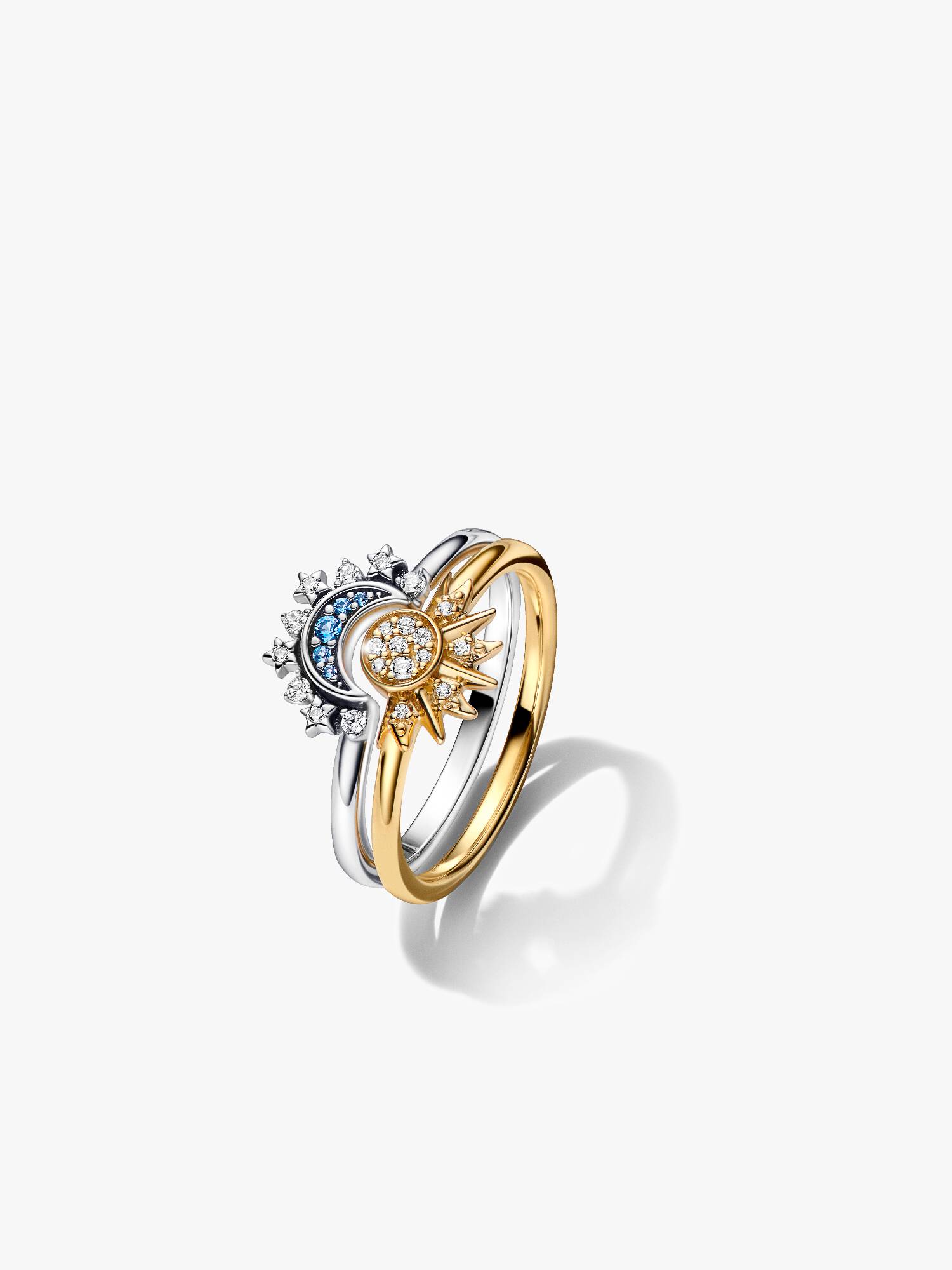 Set de Anillos celestiales de sol y luna brillantes