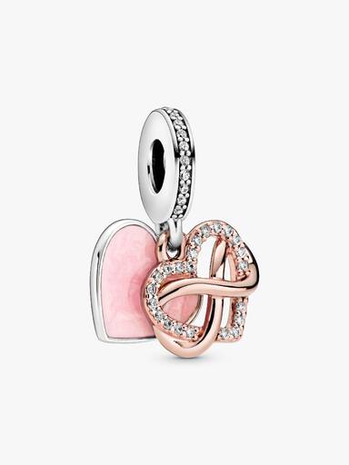 Charm colgante Corazón con Infinito resplandeciente
