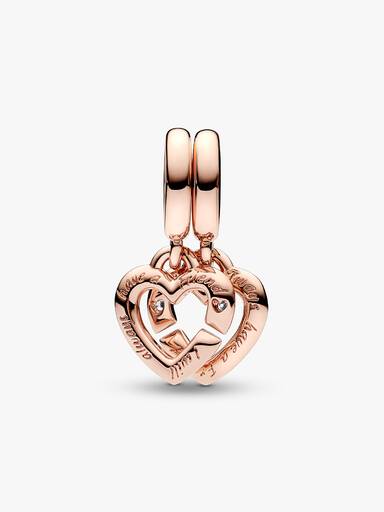 Charm colgante dividido Corazones gemelos entrelazados