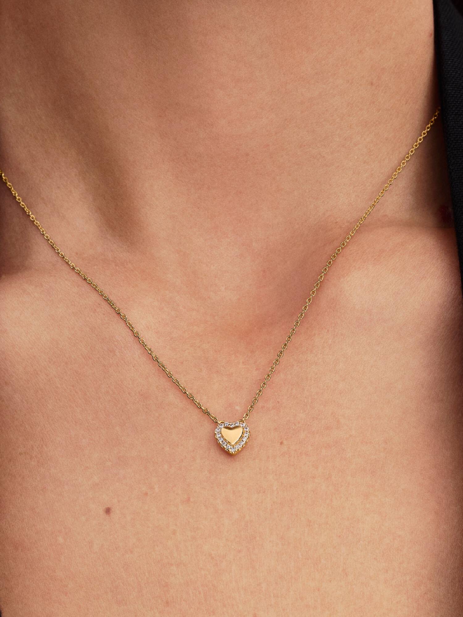 Collar Collier Corazón grabable con aro