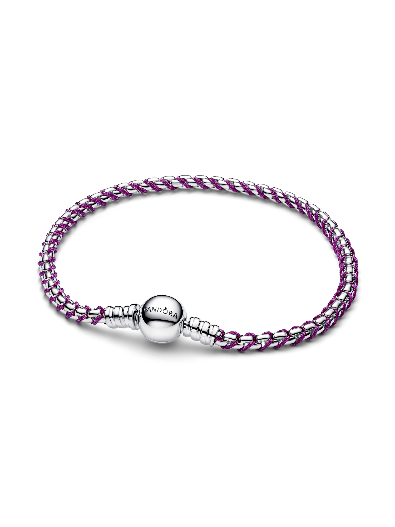 Brazalete de cadena tipo caja de cordón púrpura