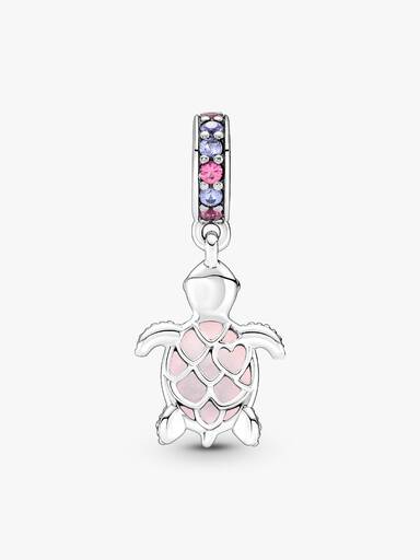 Charm colgante Tortuga de mar rosa de cristal Murano
