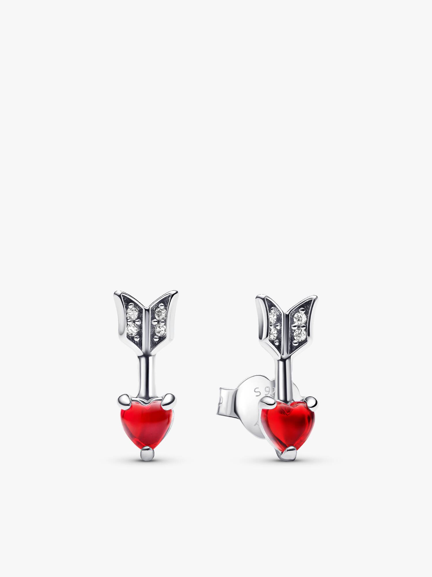 Aretes de botón Flecha y corazón de cristal Murano