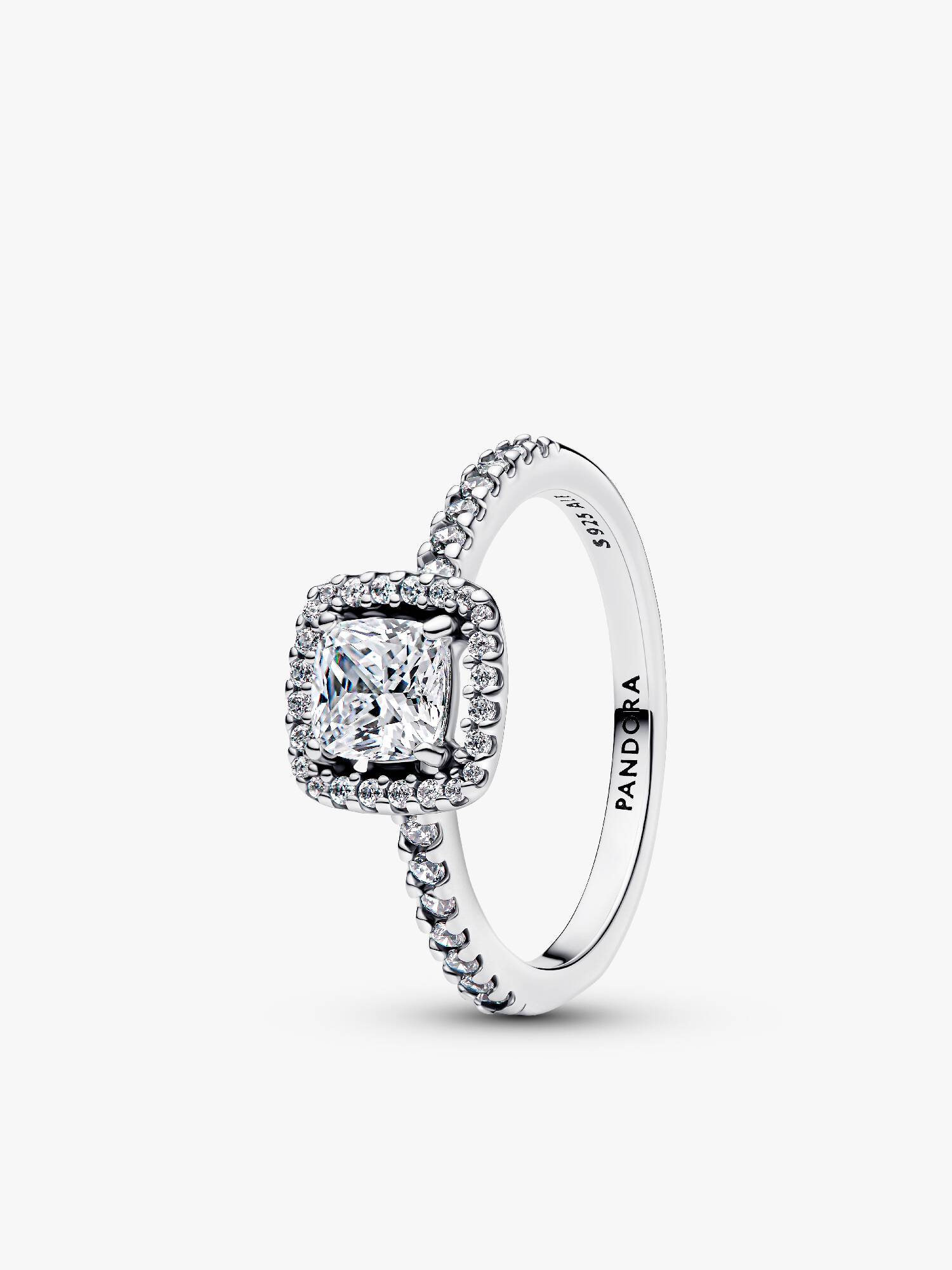 Anillo Halo cuadrado brillante