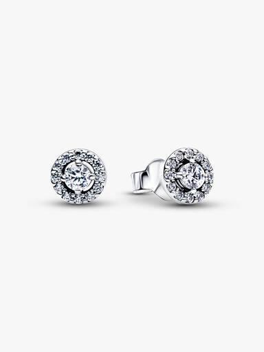 Aretes de botón Halo redondo en pavé
