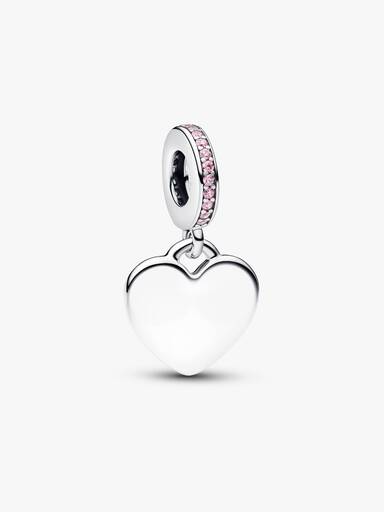 Charm colgante Corazón grabable con piedra color rosa