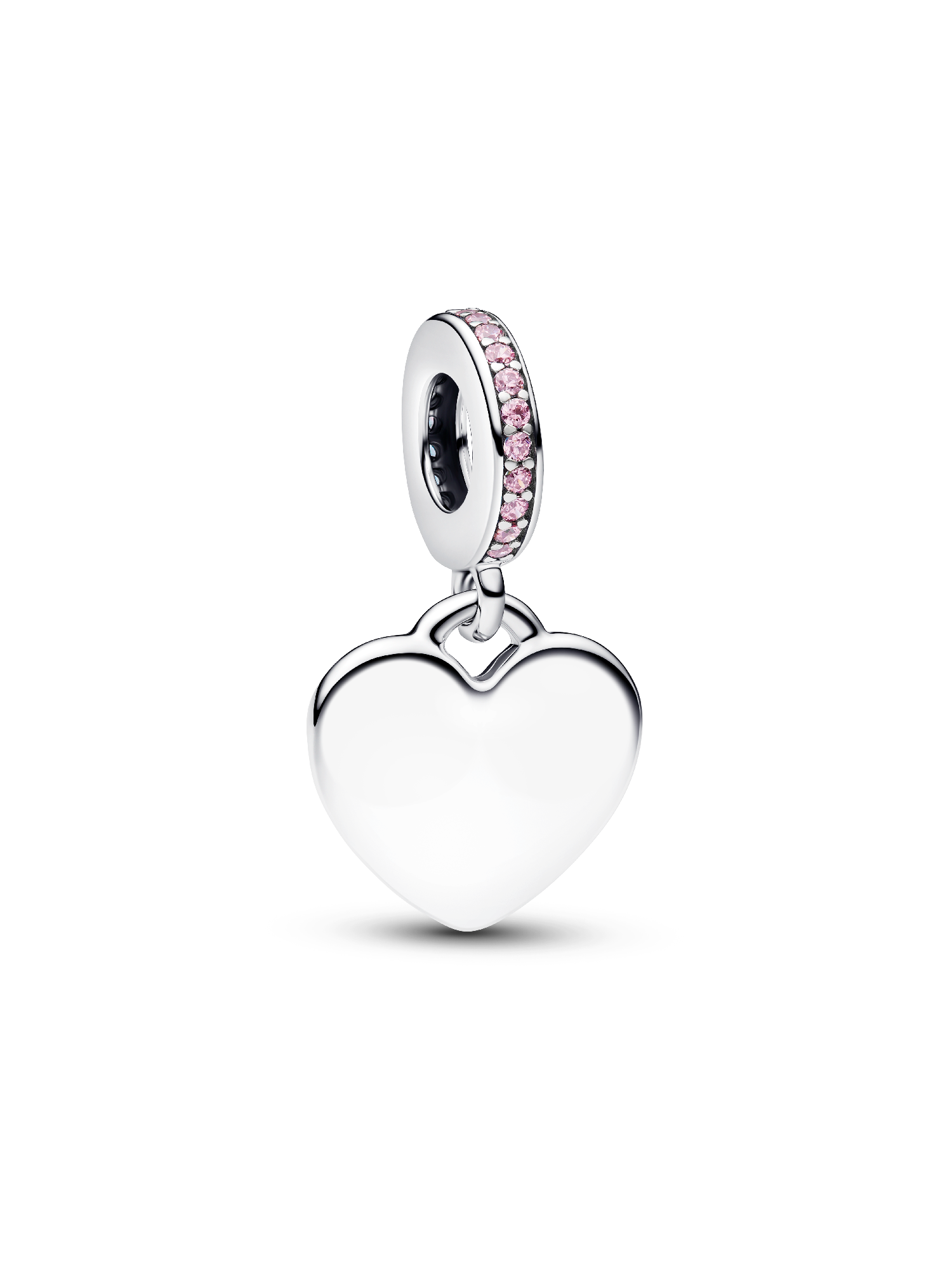 Charm colgante Corazón grabable con piedra color rosa