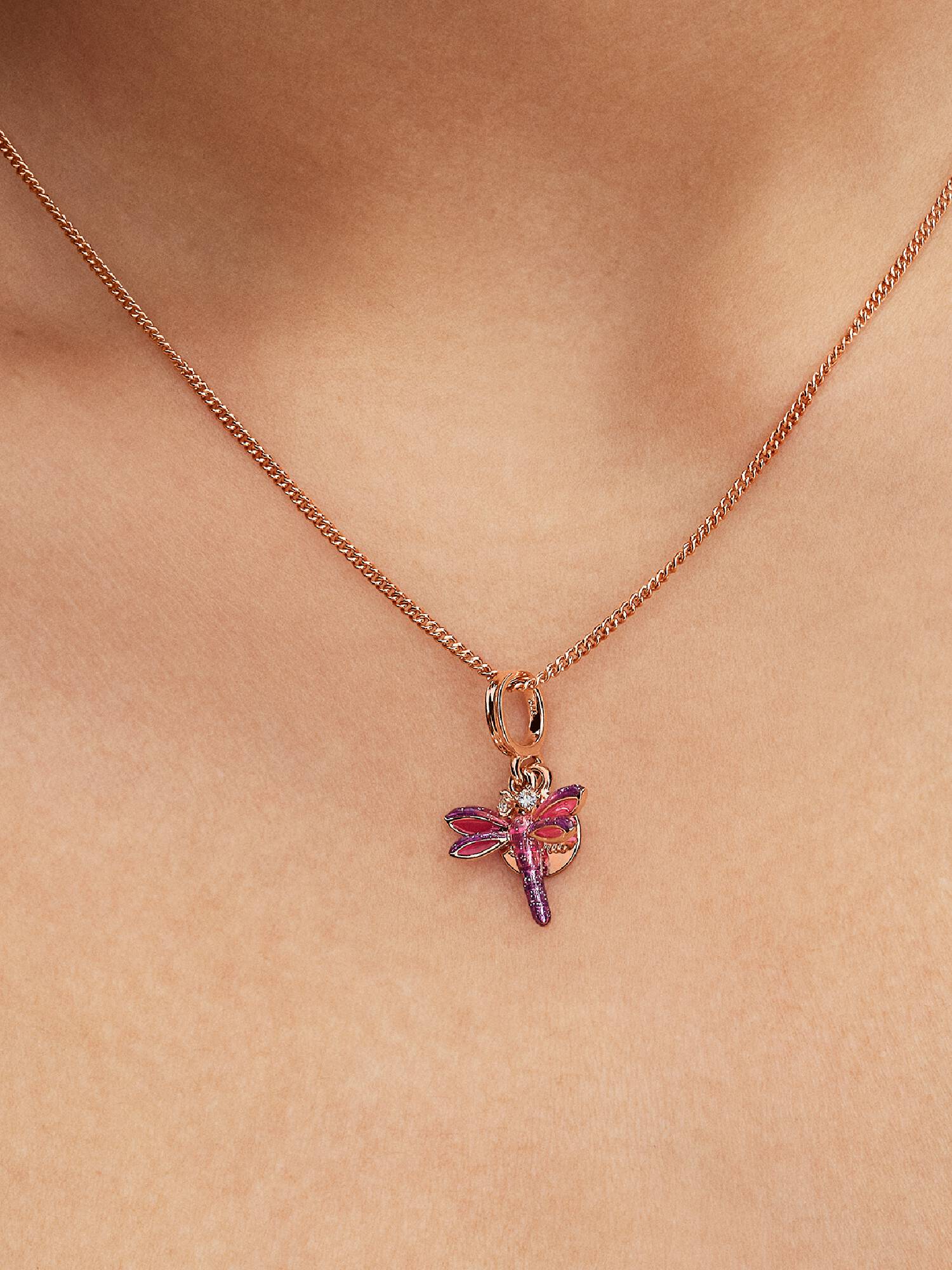 Charm colgante doble Libélula rosada