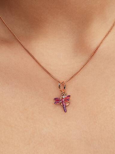 Charm colgante doble Libélula rosada