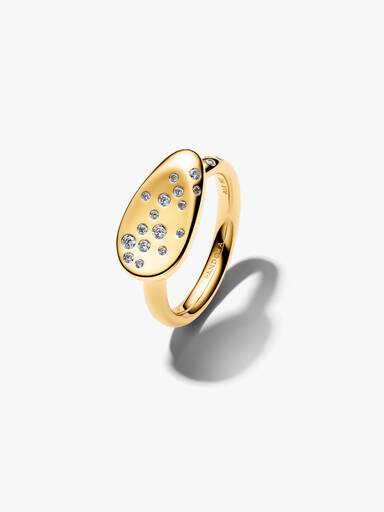 Anillo Sello Ovalado Pequeño con Piedras Engastadas