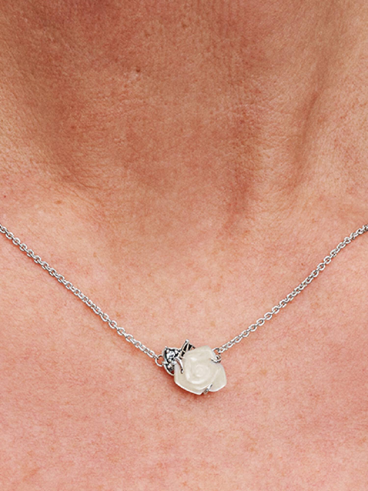 Collar Collier Rosa Blanca en Flor