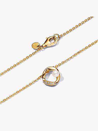 Collar Collier Círculo en pavé con forma orgánica y perlas cultivadas de agua dulce tratada