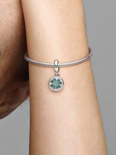 Charm colgante trébol de la suerte de cuatro hojas