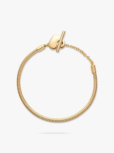 Brazalete con cadena tipo serpiente y barra en forma de corazón