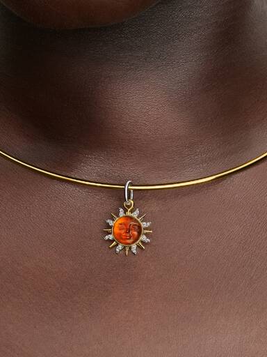 Charm Colgante Sol en Espiral de Dos Tonos