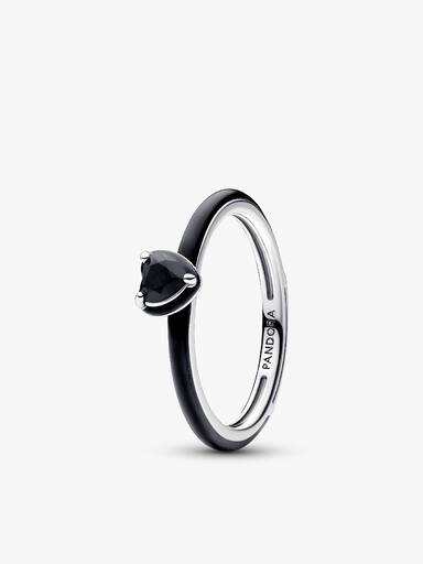 Set de Anillo Corazón Chakra en Rosa y Negro