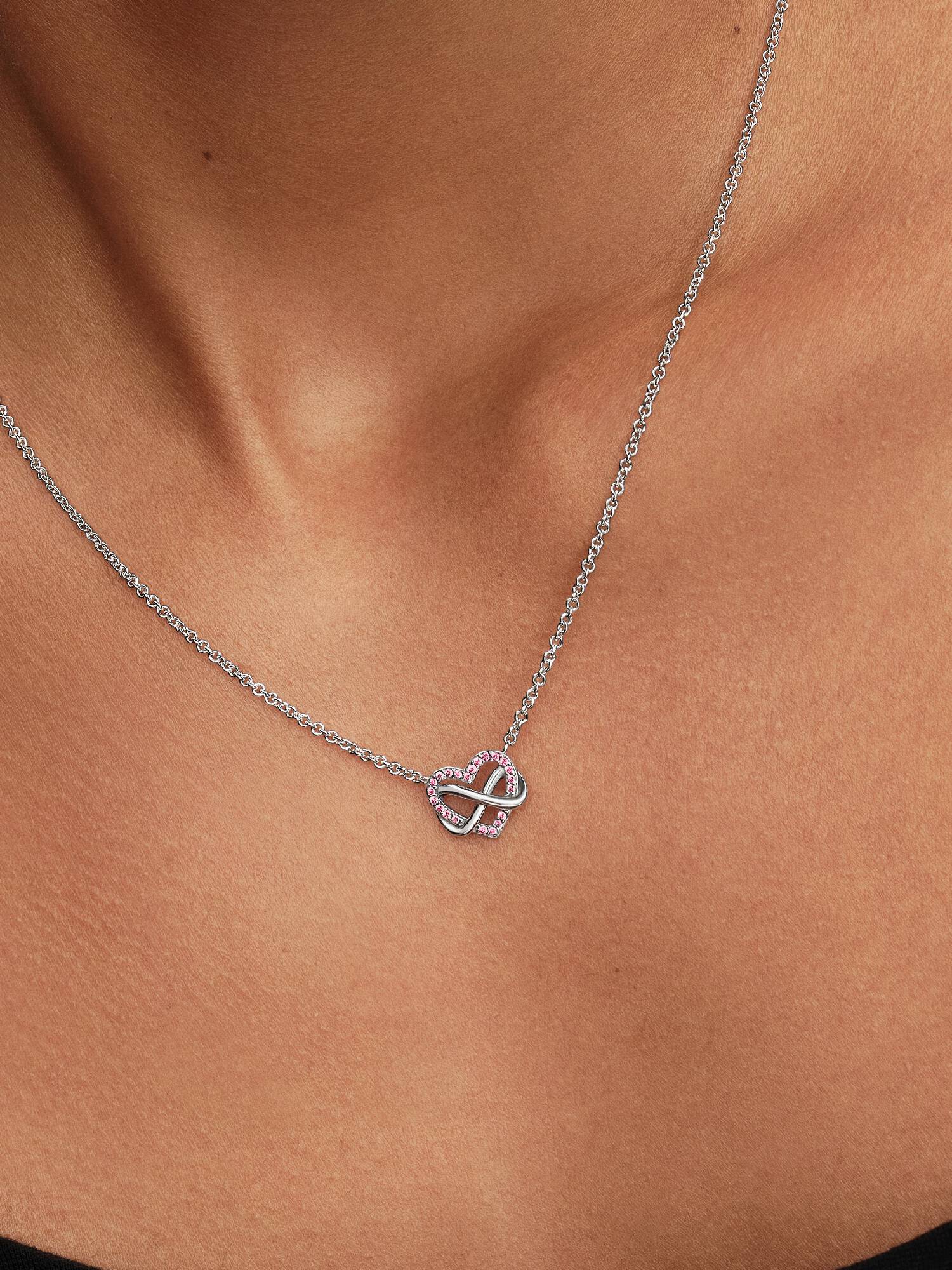 Collar collier Corazón Infinito Rosado Brillante
