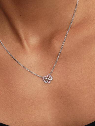 Collar collier Corazón Infinito Rosado Brillante