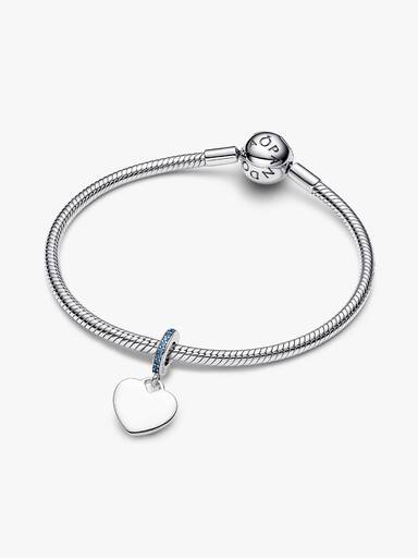 Charm colgante Corazón grabable con piedra color azul
