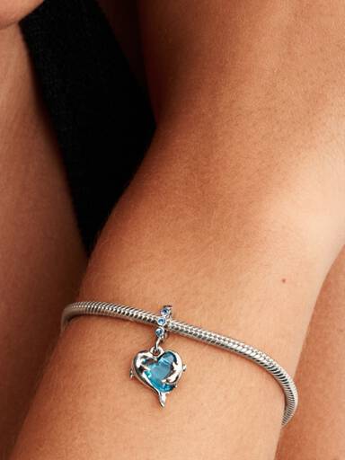 Charm colgante Delfines de cristal Murano azul