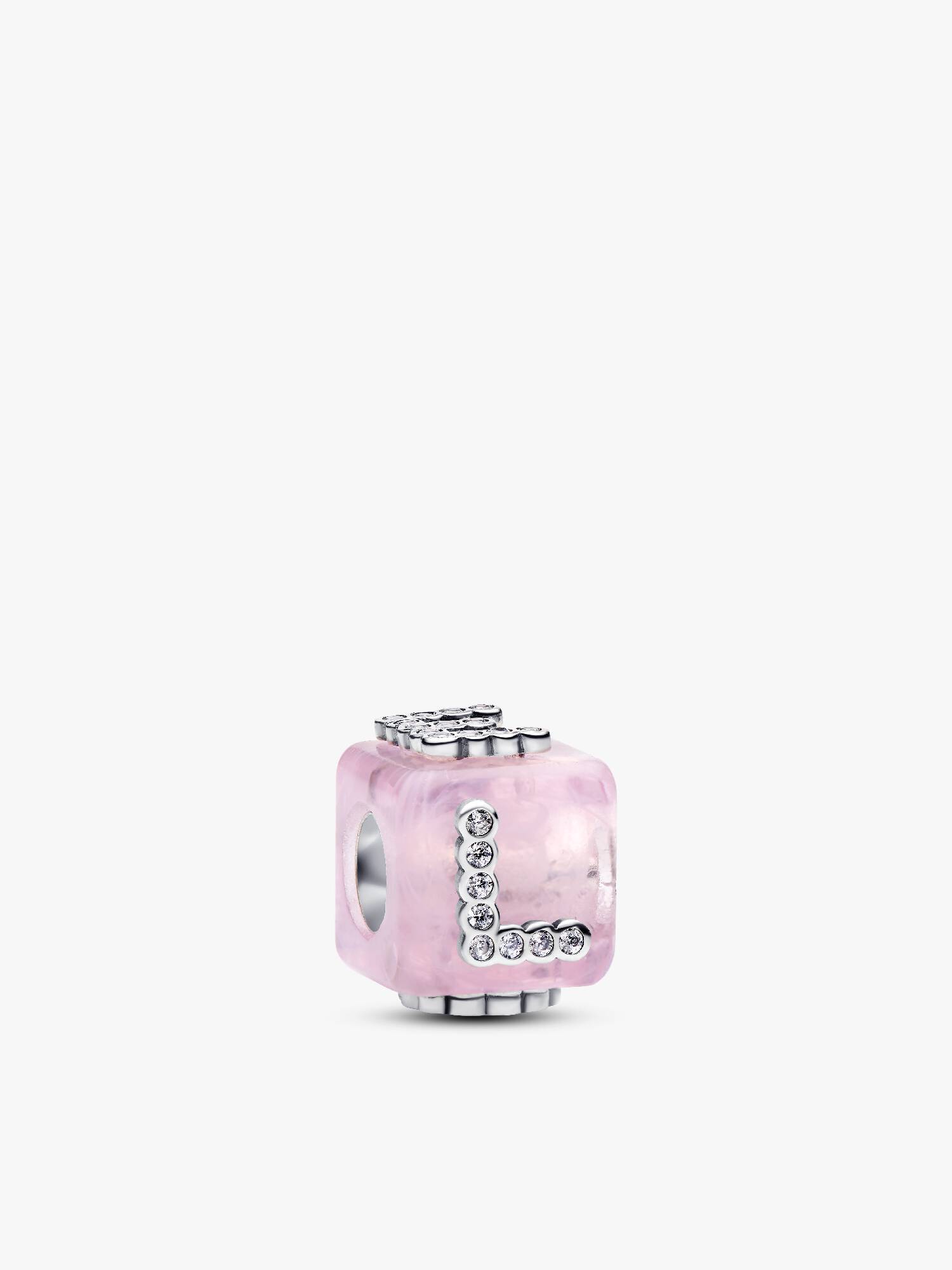 Charm Cubo de amor de cristal Murano rosado