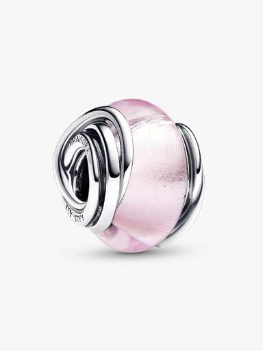 Charm Círculos Entrelazados de Cristal Murano Rosa