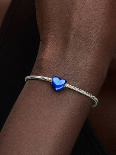 Charm Corazón Metálico Azul