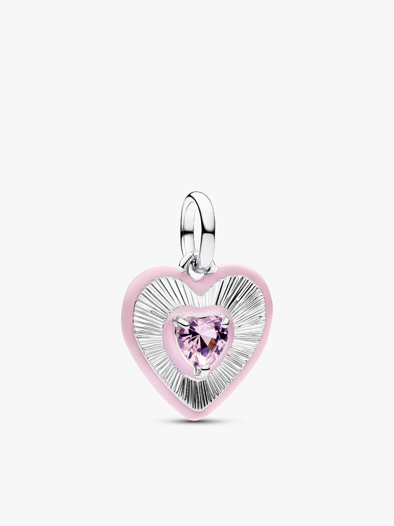 Charm Medallón Corazón rosa radiante