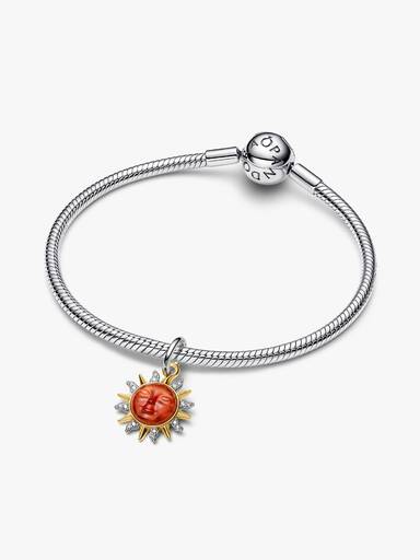 Charm Colgante Sol en Espiral de Dos Tonos