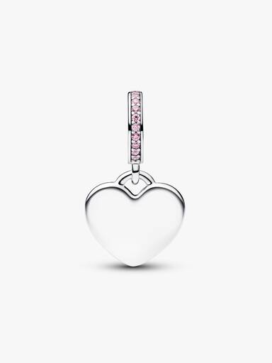 Charm colgante Corazón grabable con piedra color rosa