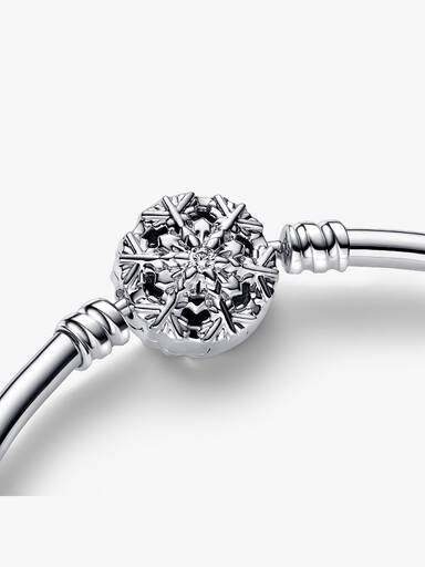 Brazalete Pandora Moments con Cierre Copo de Nieve Brillante Plata Esterlina