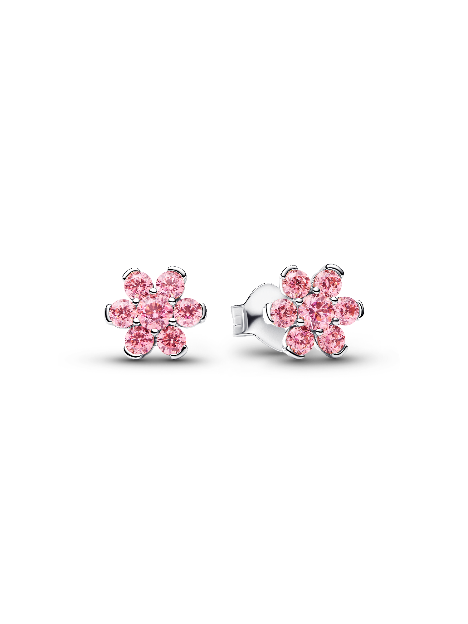 Aretes de botón Flor Rosa Reluciente