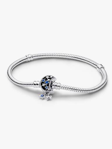 Brazalete de cadena de serpiente con broche de luna brillante