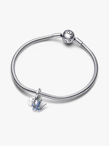 Charm Colgante doble Golondrina reluciente y cita