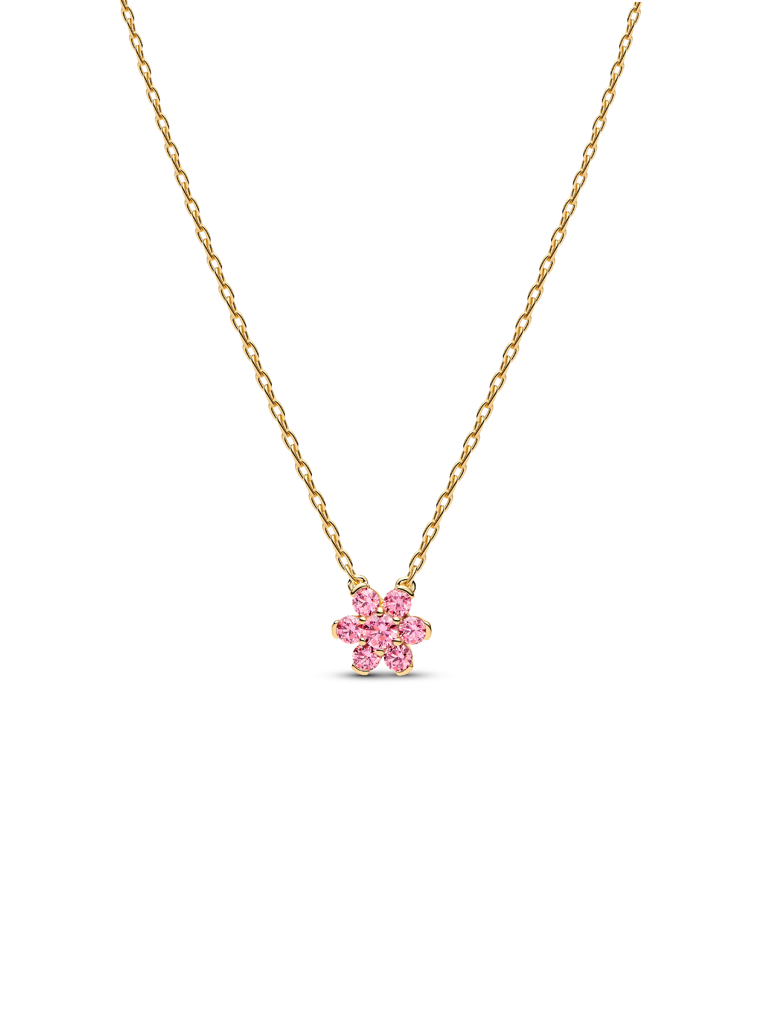 Collar con Colgante Flor Rosada resplandeciente