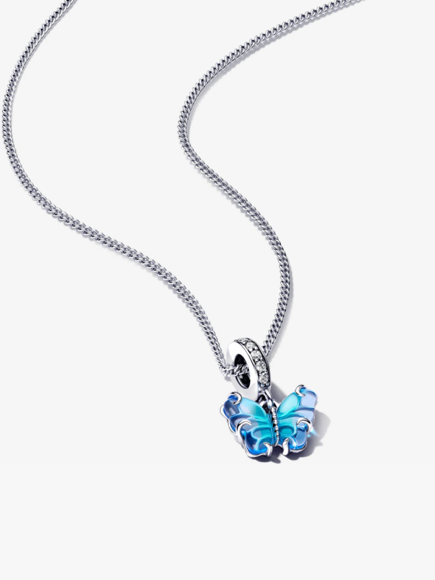Set de Collar con Mariposa de Cristal de Murano Azul