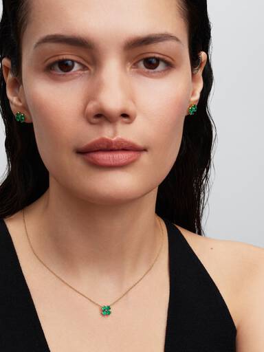 Collar con colgante Trébol de la suerte verde