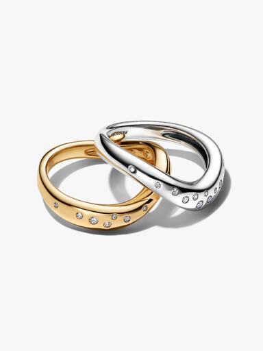 Anillos apilables de dos tonos de forma orgánica