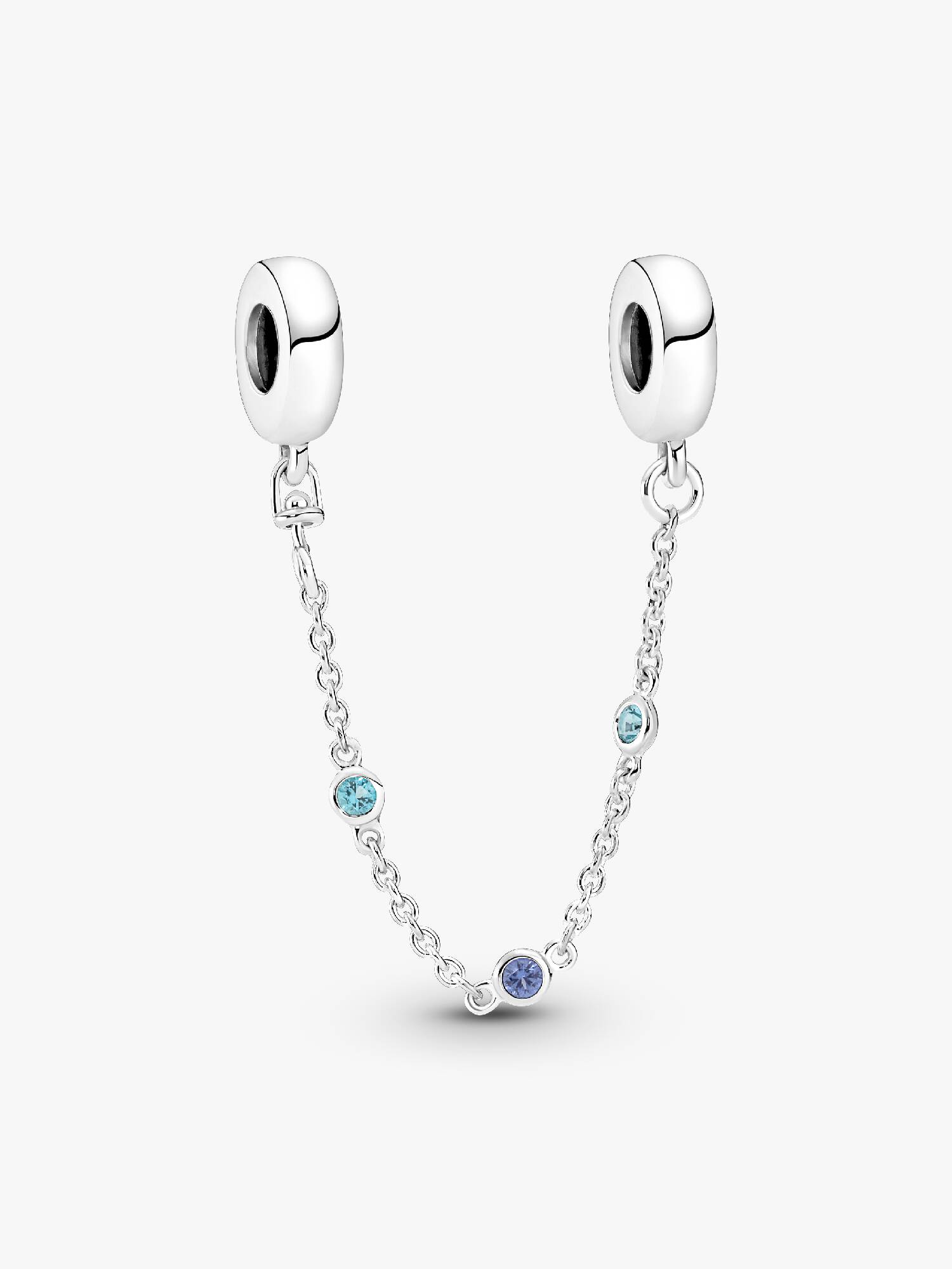 Cadena de seguridad con tres piedras azules