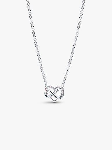 Collar collier Corazón Infinito Rosado Brillante