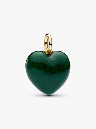 Charm Colgante Corazón acolchado Verde