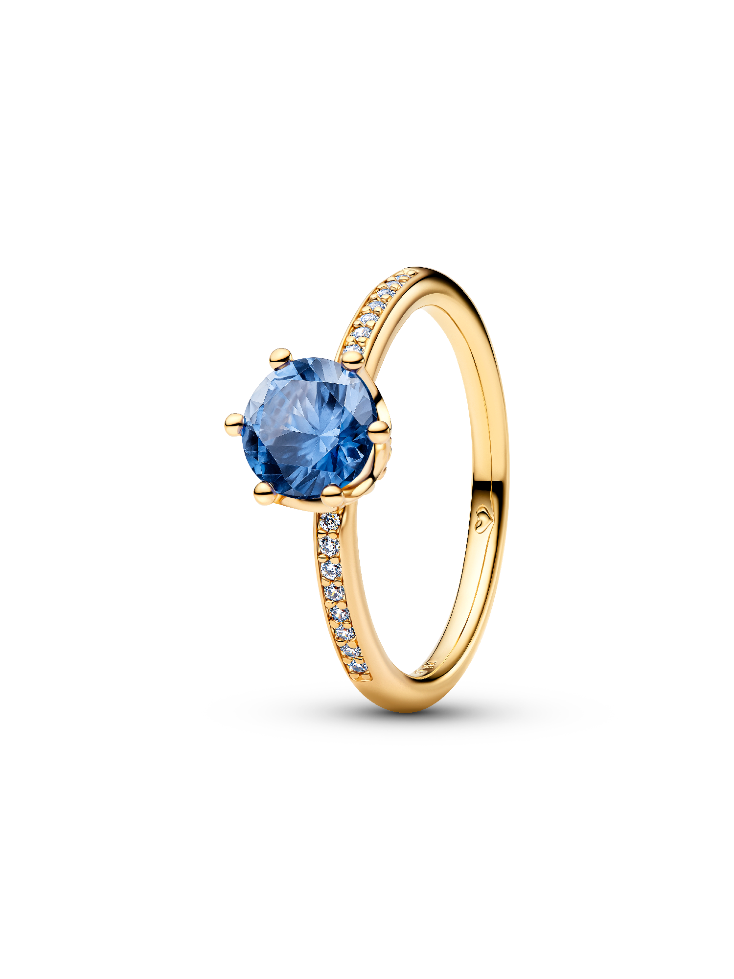 Anillo solitario Corona reluciente azul