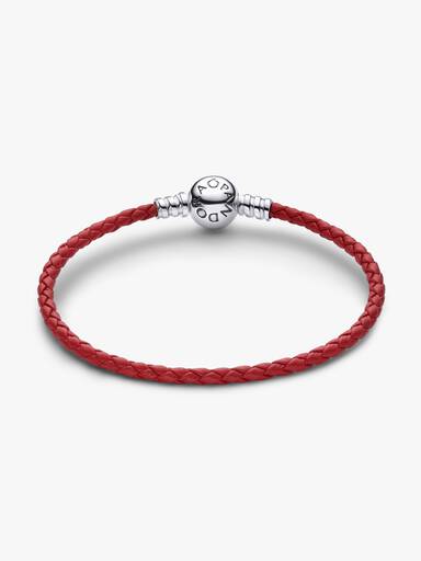 Brazalete de cuero trenzado rojo