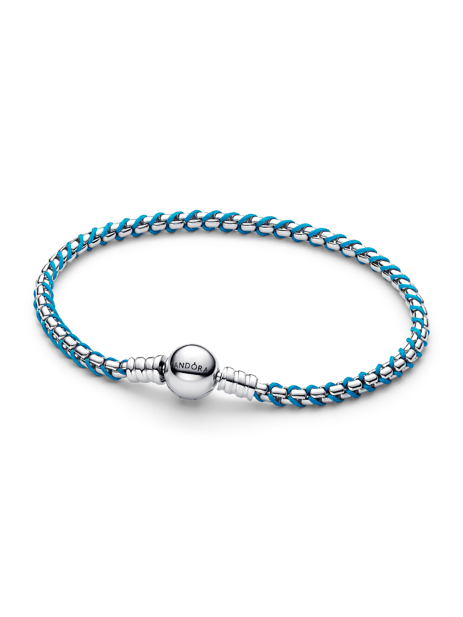 Brazalete de cadena tipo caja con cordón azul