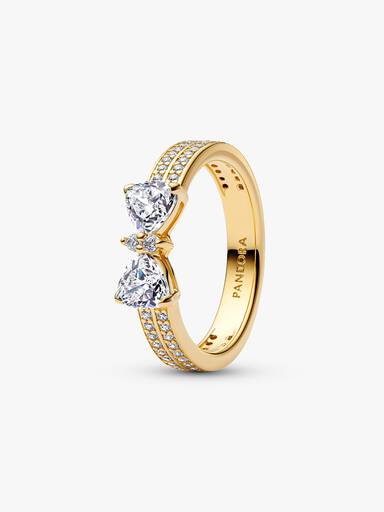 Anillo Doble Fila Moño Brillante