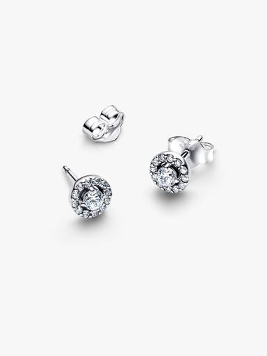 Aretes de botón Halo redondo en pavé