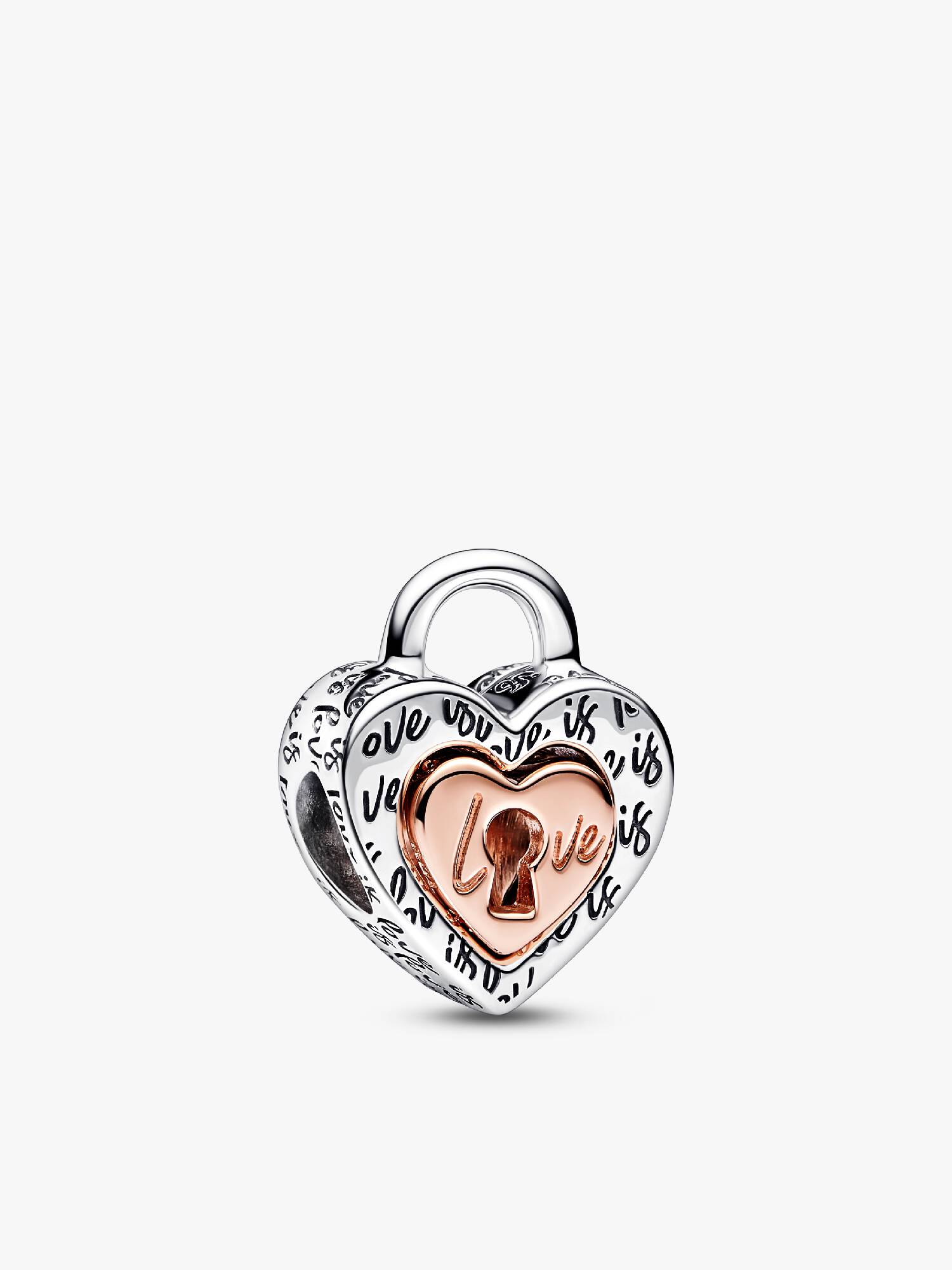 Juego de llavero con charm Corazón dividido de dos tonos con candado