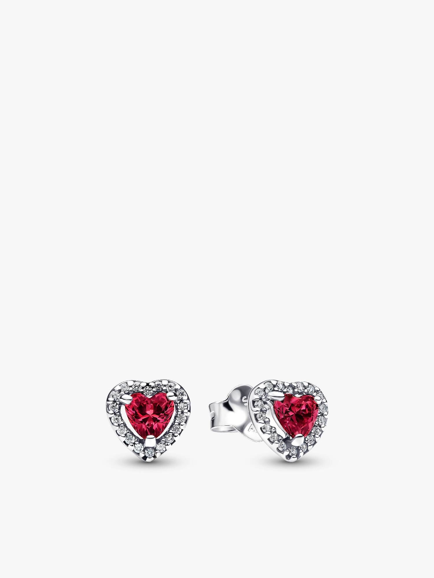Aretes de botón Corazón rojo elevado