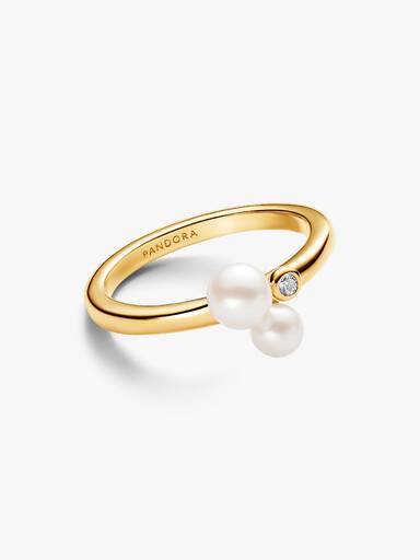Anillo Dúo de Perlas Cultivadas de Agua Dulce Tratadas