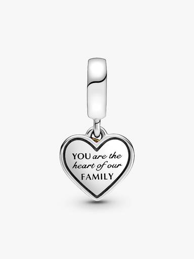 Charm colgante de dos tonos Árbol de familia y corazón